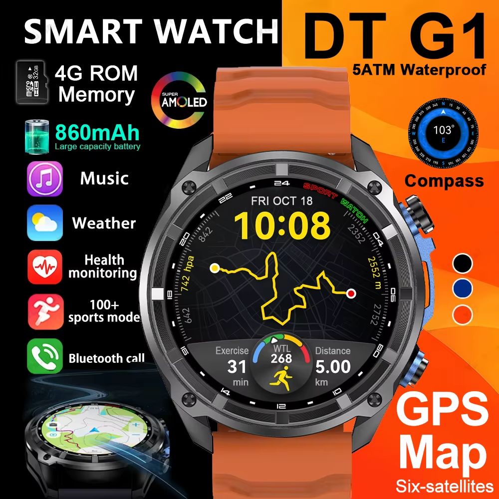 DT G1 Ultra GPS NFC SmartWatch 5ATM กันน้ําในตัว Dual-band GNSS เข็มทิศทหารกีฬา Smartwatch ผู้ชาย 20