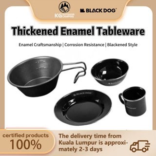 Blackdog Camping เคลือบบนโต๊ะอาหารแบบพกพาเกรดอาหารกลางแจ้งชามเคลือบถ้วยประณีตจานจาน