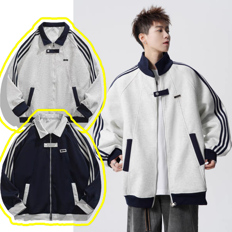 TL-HGQ เสื้อโค้ทผู้ชายสไตล์อเมริกันไฮสตรีท ทรงหลวมสบาย สวมใส่ง่าย