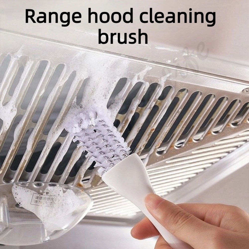 แปรงทำความสะอาดเครื่องดูดควันรูปตัววีสำหรับห้องครัว แปรงทำความสะอาดซอกมุมแบบอเนกประสงค์ เหมาะสำหรับเตาแก๊ส เตาบาร์บีคิว คราบน้ำมันเครื่องดูดควัน