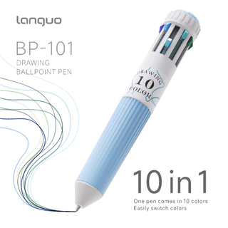 Languo ใหม่ 60 สีปากกาลูกลื่น/ชุด 10 in 1 Macaron ปากกาลูกลื่นหลากสีเด็กนักเรียนภาพวาดและ Graffiti โรงเรียนอุปกรณ์สํานักงาน