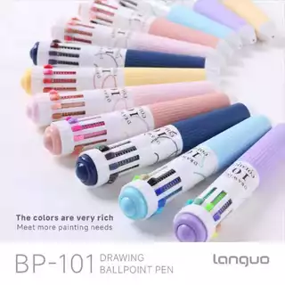 Languo ใหม่ 60 สีปากกาลูกลื่น/ชุด 10 in 1 Macaron ปากกาลูกลื่นหลากสีเด็กนักเรียนภาพวาดและ Graffiti โรงเรียนอุปกรณ์สํานักงาน