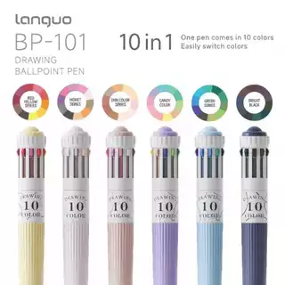 Languo ใหม่ 60 สีปากกาลูกลื่น/ชุด 10 in 1 Macaron ปากกาลูกลื่นหลากสีเด็กนักเรียนภาพวาดและ Graffiti โรงเรียนอุปกรณ์สํานักงาน