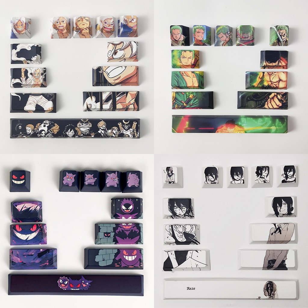 8/12pcs Luffy Zoro Keycaps โปรไฟล์เชอร์รี่ PBT Dye Sublimation One Piece Nika Luffy Nami กฎหมาย Sanji คีย์บอร์ด Keycaps Creative Anime Cross-axis Keycaps