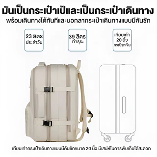 BAGKRAP กระเป๋าเป้เดินทาง ขยายขนาดได้ กันน้ำความจุขนาดใหญ่ กระเป๋าเป้ชาร์จUSB กระเป๋าใส่แล็ปท็อปขนาด