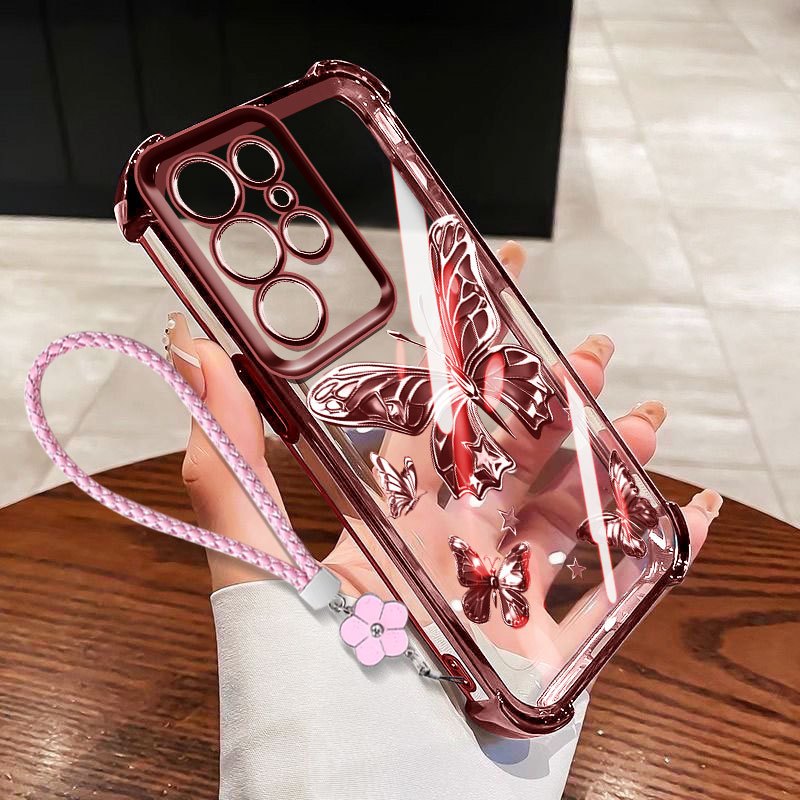 SAMSUNG YBDสําหรับSamsung Galaxy S25 Plus S24 Plus S23 S24 S25 Ultra S23FE S24FE S25FE S24 + S23 + S25 + Clearเคสโทรศัพท์ใหม่Gildedผีเสื้อTPU Soft Shellสี่มุมAnti Drop