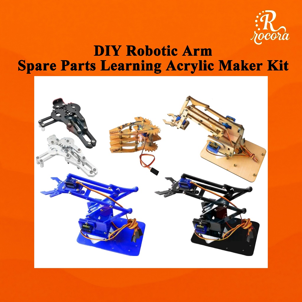 ชุดแขนกลหุ่นยนต์ DIY อะคริลิก สำหรับการเรียนรู้ (ไม่รวมเซอร์โว)