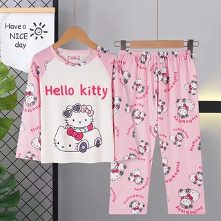สาวการ์ตูนน่ารักชุดนอนแขนยาวKuromi cinnamoroll Pijamasสําหรับเด็กเด็กผู้หญิงชุดนอนเด็กราคาถูกWan127