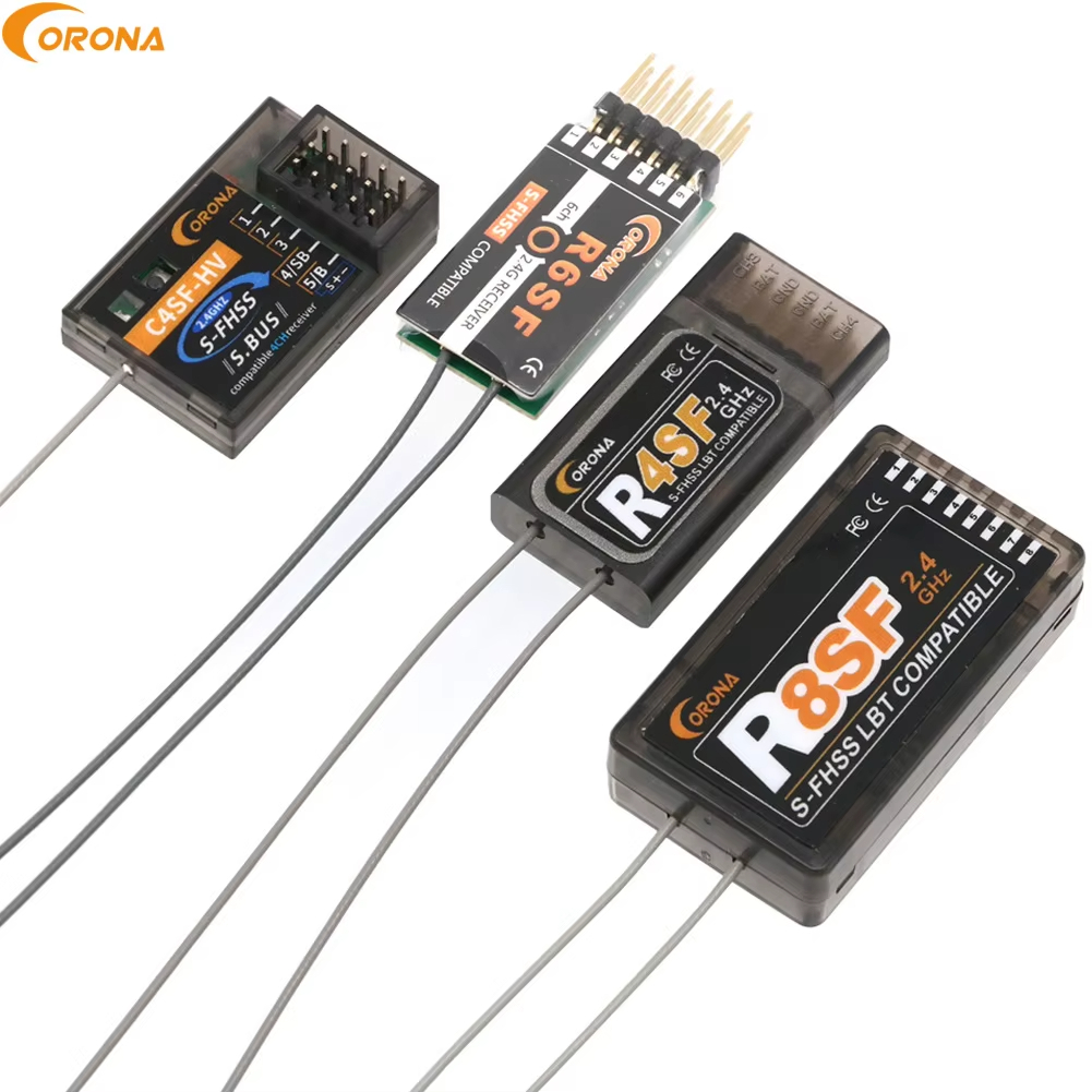 Corona 2.4GHz R4SF R6SF R8SF S-FHSS/FHSS ตัวรับสัญญาณสําหรับ FUTABA S-FHSS T6 14SG Rc Drone รถเรือเครื่องบิน