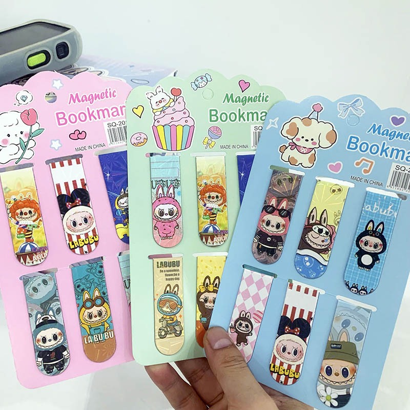 6 ชิ้นการ์ตูนแม่เหล็กบุ๊คมาร์คสร้างสรรค์นักเรียนมินิป้ายเครื่องเขียน