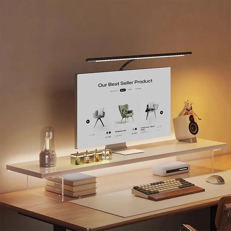 ALAIWARE ขาตั้งจอคอมพิวเตอร์ปรับความสูงได้60/70/80/100ซมชั้นเก็บขององค์กรตั้งโต๊ะพร้อมฐานเหล็กคาร์บอน/ฐานอะคริลิคทนทานรับน้ําหนักได้มาก - รูปที่ 4