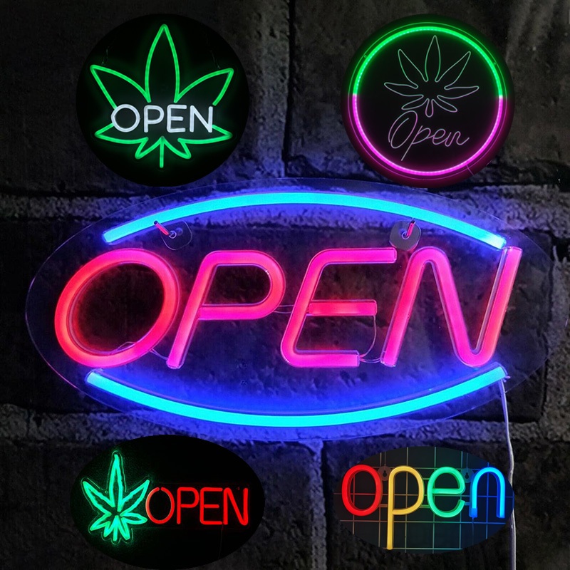 UNOLUX ป้ายไฟ open 4 สี ไฟนีออน LED ไฟตกแต่งร้านค้า ไฟเปิดร้าน ไฟLED ใส่ถ่านและUSB