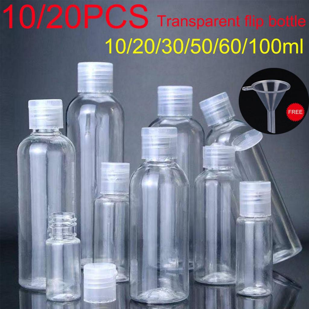 10/20ชิ้น10/20/50/60/100มิลลิลิตรล้างสัตว์เลี้ยงพลาสติกพลิกหมวกขวดสําหรับเดินทางเครื่องสําอางโลชั่นที่ว่างเปล่าพลูภาชนะการจัดเก็บทนทานรั่วหลักฐาน