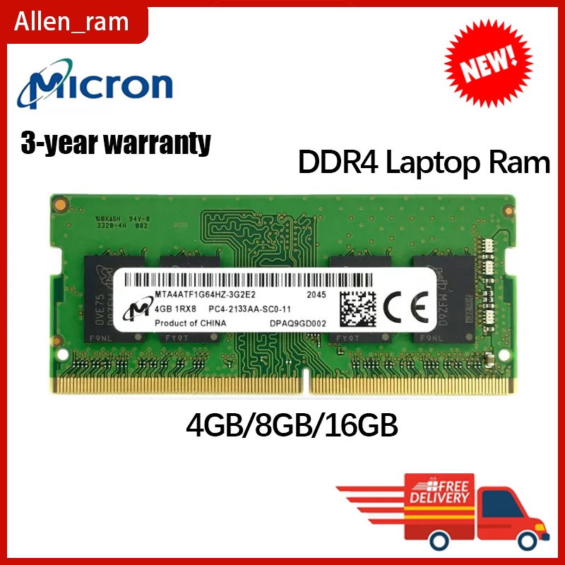 ไมครอน DDR4 4GB 8GB 16GB DDR4 2666Mhz 2133Mhz 2400Mhz 3200mHZ PC4-19200 1.2V SODIMM แล็ปท็อปสําหรับห