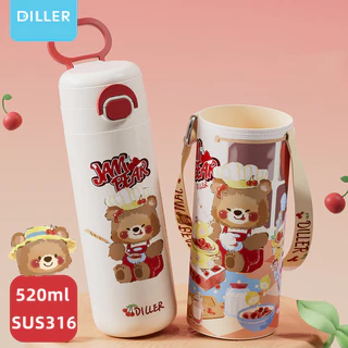 Diller กระติกน้ําสูญญากาศ Thermos 316 สแตนเลส Spout ฟางขวดน้ําดื่ม 520ml D9260 D9284
