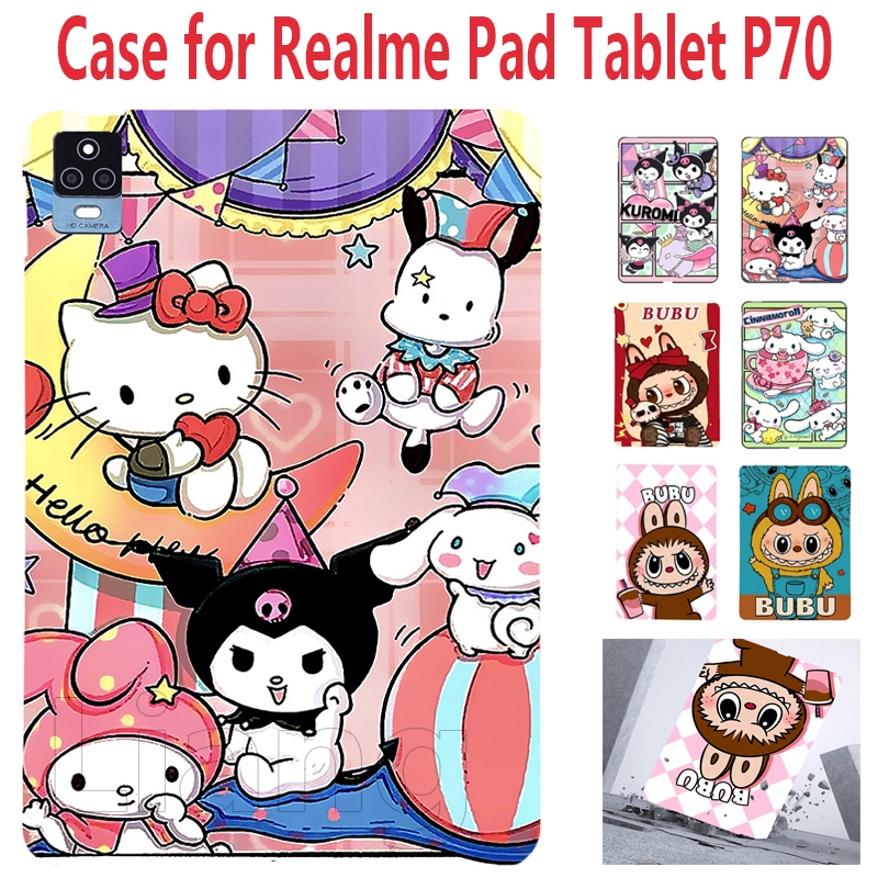 สําหรับRealme Padแท็บเล็ตP70 Soft TPUกันกระแทกกลับกรณีBUน่ารักการ์ตูนกรณีแท็บเล็ตสไตล์กันน้ําDroppro