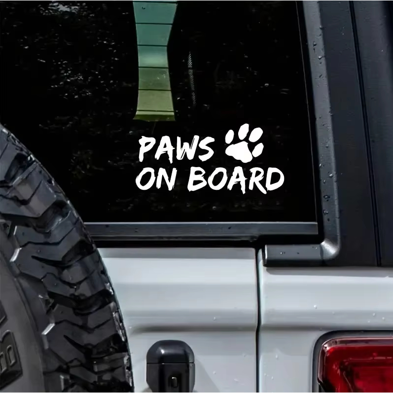 สติ๊กเกอร์ไวนิลติดรถ Paws On Board, สติกเกอร์สัตว์เลี้ยงในรถ, Dog On Board