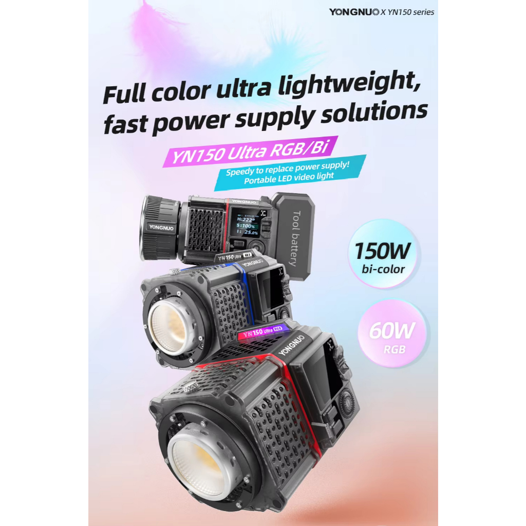 YONGNUO YN150 150W Ultra RGB Mini Bowen Mount แบบพกพาไฟ LED วิดีโอสําหรับ Livestreaming มือถือไฟยิงกลางแจ้ง