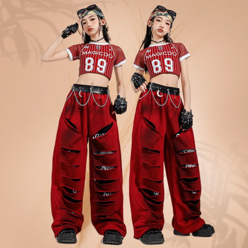 🔥พร้อมส่ง🔥 ชุดเต้นรำเนตรนารี / เครื่องแบบ เสื้อสุดเซ็กซี่กางเกงเต้นรำเสื้อ / เด็ก ๆ แจซสโชว์ชุด