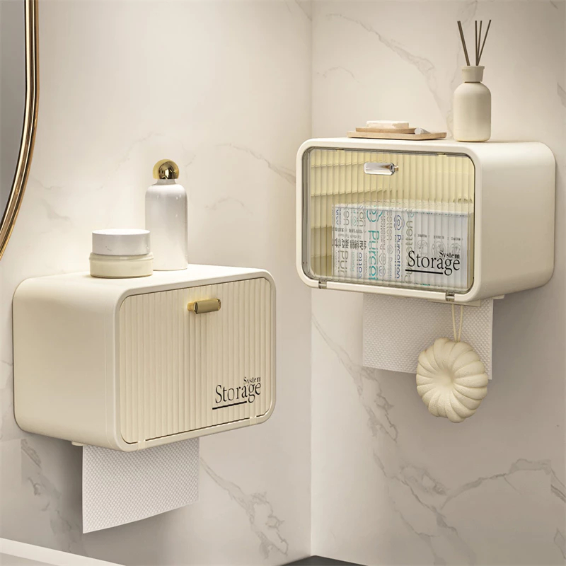 TukTuk กล่องทิชชู่สําหรับใช้ในครัวเรือนกล่องทิชชู่กันน้ําแบบติดผนังไม่จําเป็นต้องเจาะ