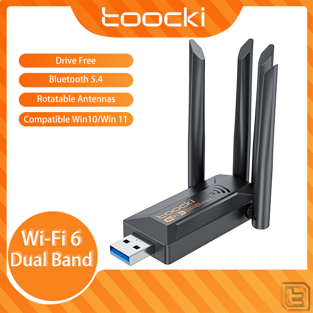 Toocki WiFi 6 AX900 BT5.4 USB-A ไร้สาย Dual Band WiFi อะแดปเตอร์ 2.4G/5GHz Wireless Driver ฟรี WiFi 