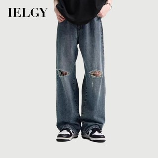 IELGY ฤดูร้อนใหม่กางเกงยีนส์ขาดหลวมสําหรับผู้ชาย, ถนน การทํา…