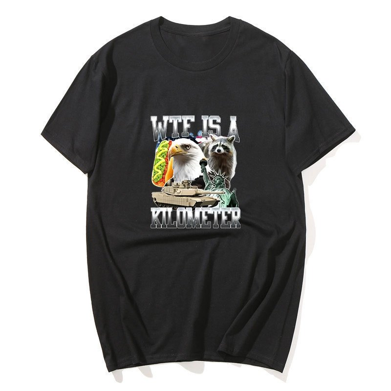WTF คือ Kilometer ตลก Meme เสื้อยืดผู้ชายแฟชั่นผู้หญิง Vintage เสื้อยืดแขนสั้นฤดูร้อนสบายๆหลวมเสื้อย