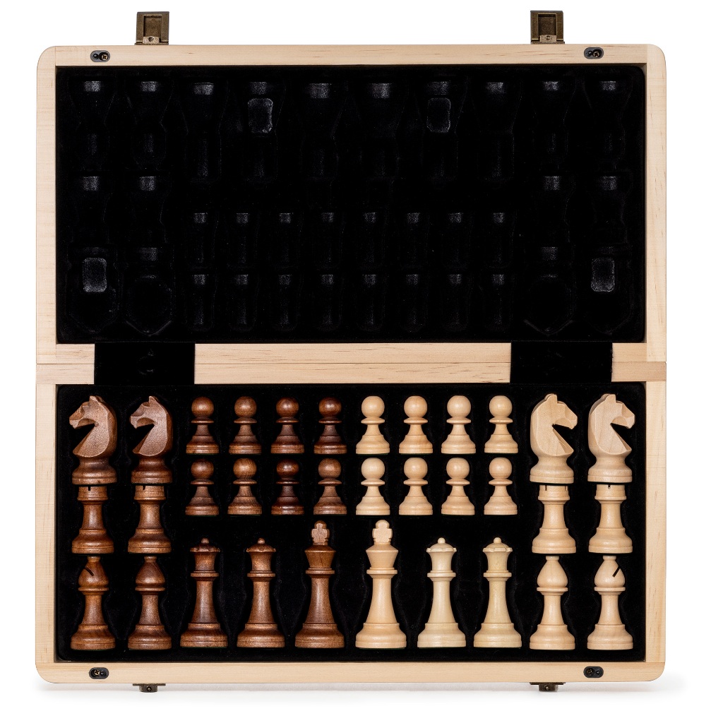 A&A 38 * 38cm Magnetic Wooden Chess Set/Folding Board / 7.6cm King Height German Knight Staunton Chess Pieces/2 Extra Queen