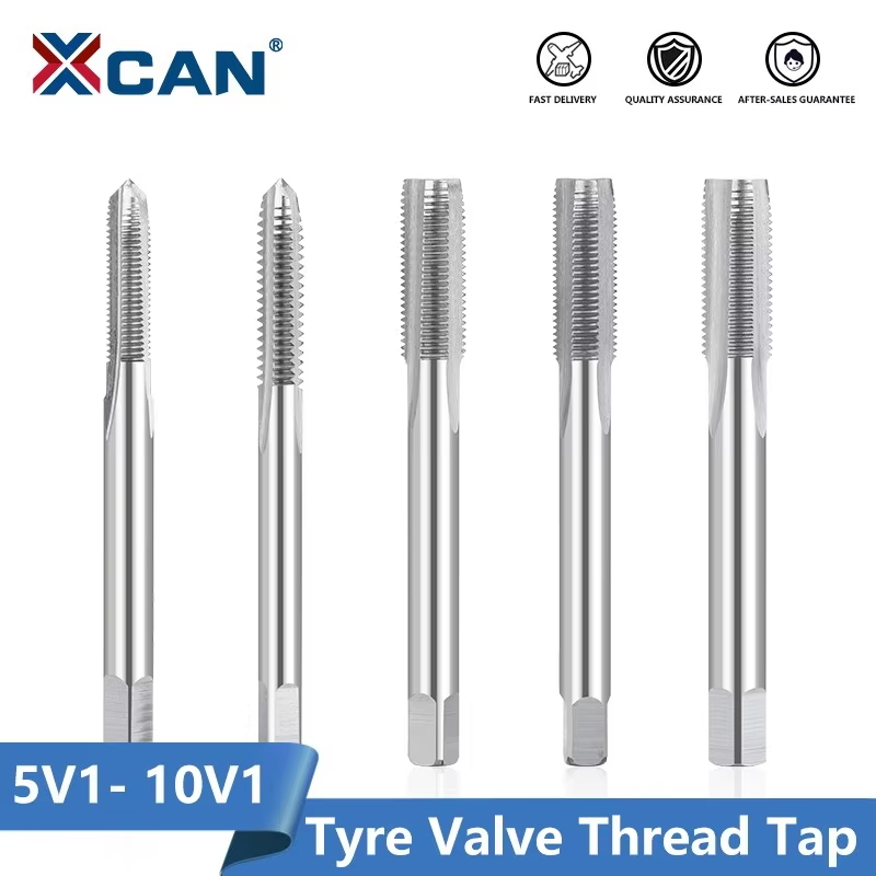 XCAN Tyre วาล์ว Thread Tap 5V1 5V2 8V1 8V2 10V1 ตัดขวาตรง Fluted Taps สกรู Thread Tap เครื่องมือ