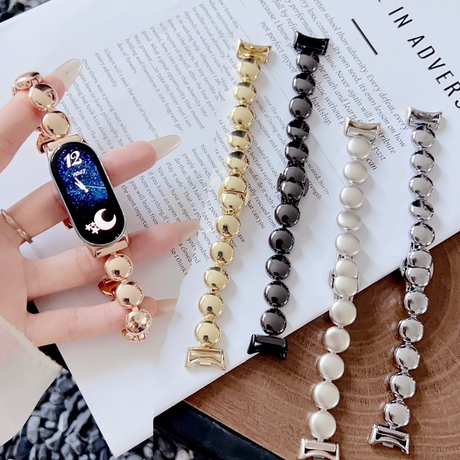 Elegant Round Strap For สาย mi band 10 Strap Metal สาย mi band 9 Strap Loop Replacement Watch Strap 