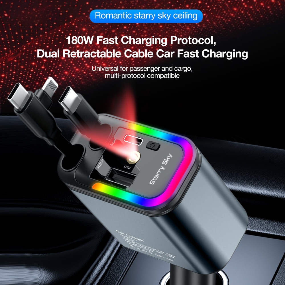 EYD CH01 ที่ชาร์จแบตในรถ PD 180W Fast Charging PD 120W Type-C สาย USB