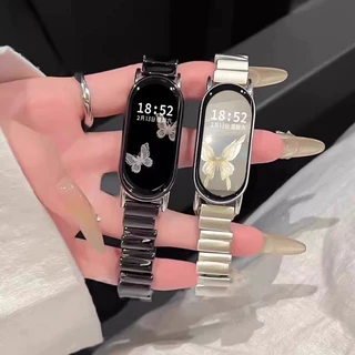 ประณีตโลหะสําหรับ Xiaomi Mi Band NFC 10 9 8 Pro 7 6 5 3 4 ผีเสื้อโลหะหัวเข็มขัดออกแบบสายรัดข้อมือแฟชั่น Miband สําหรับ HW Fit 3 4 Pro Redmi 5 4 Band 18 มม.20 มม.22 มม.
