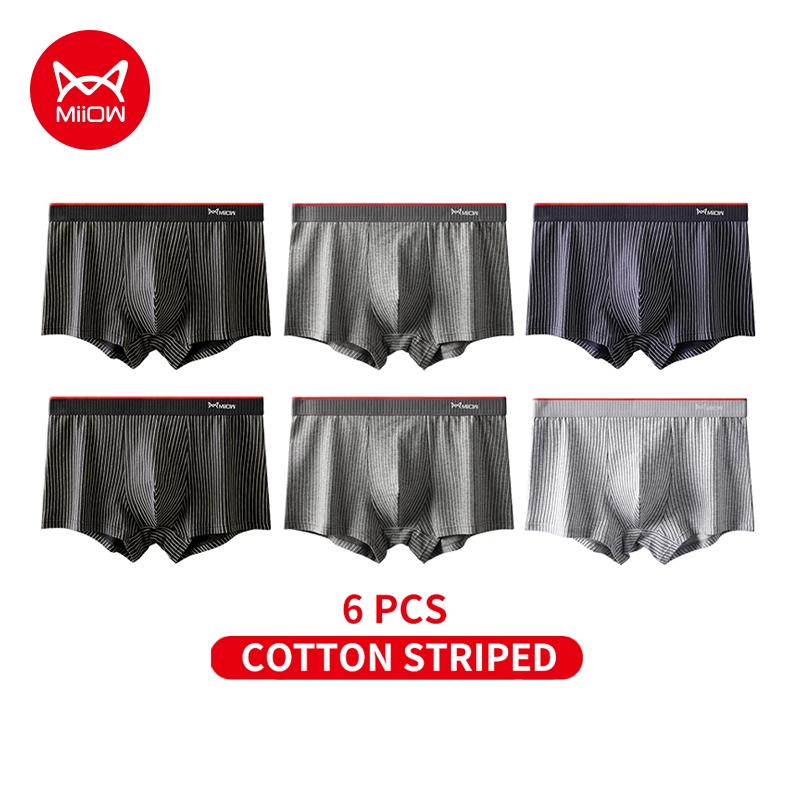 MiiOW 6 ชิ้นผ้าฝ้าย 3A Antibiotic Man ชุดชั้นในนักมวยลายพิมพ์ผู้ชายกางเกงนักมวยกางเกง L-5XL M1860