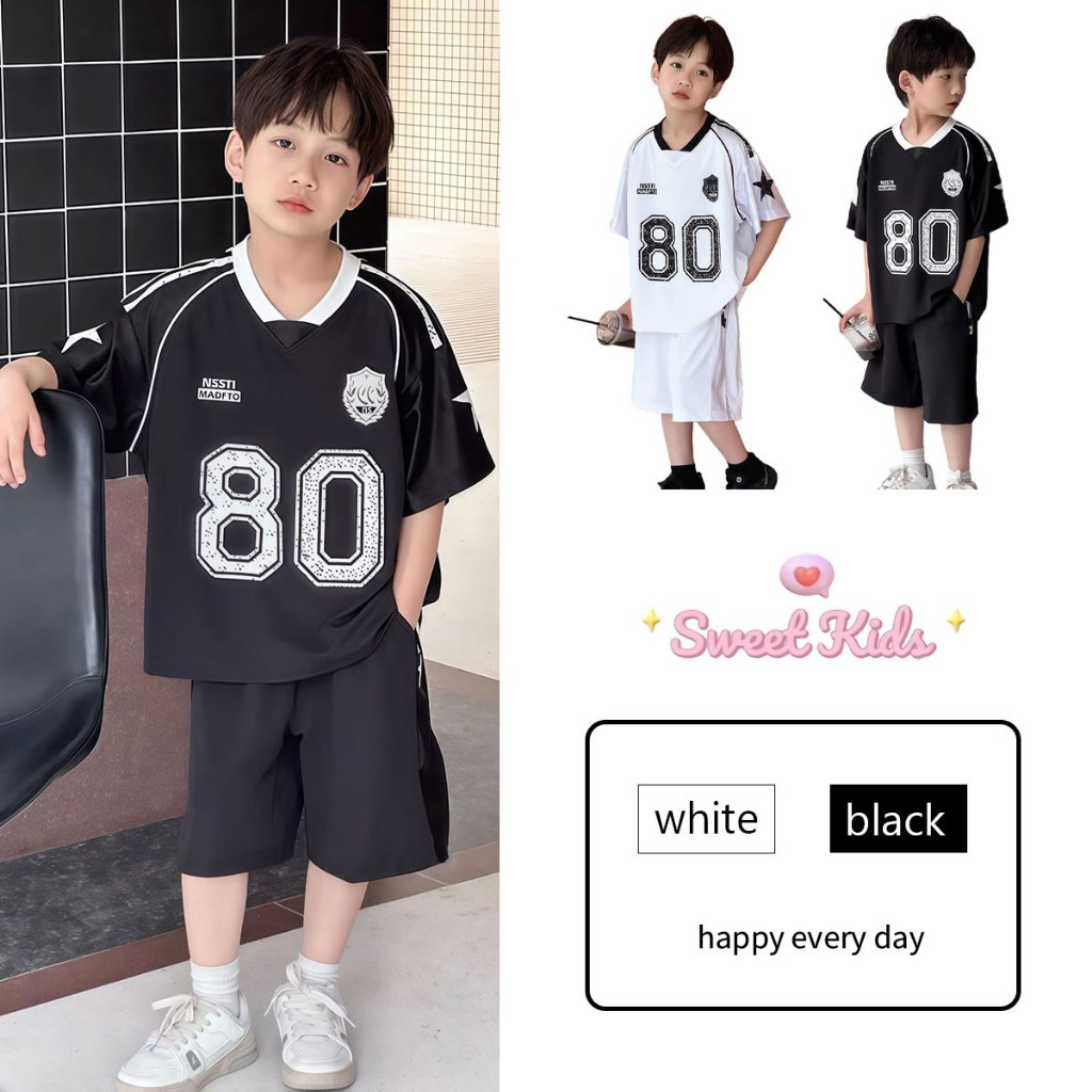 SweetKids พร้อมส่งจากกทม🌸ชุดเด็กผู้ชาย🍓ชุดกีฬาสำหรับเด็ก สไตล์เกาหลี แบบหลวม บางและเบาระบายอากาศได้ แฟชั่นฤดูร้อน