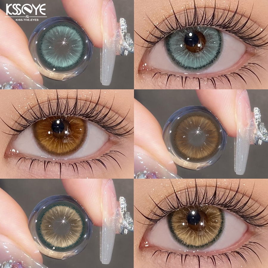 KSSEYE คอนแทคเลนส์สี 2 ชิ้น Jelly Bloom สีน้ําตาล/ทอง/สีเขียว/สีดํานุ่มคอนแทคเลนส์รายปีใช้ตุ๊กตาเลนส