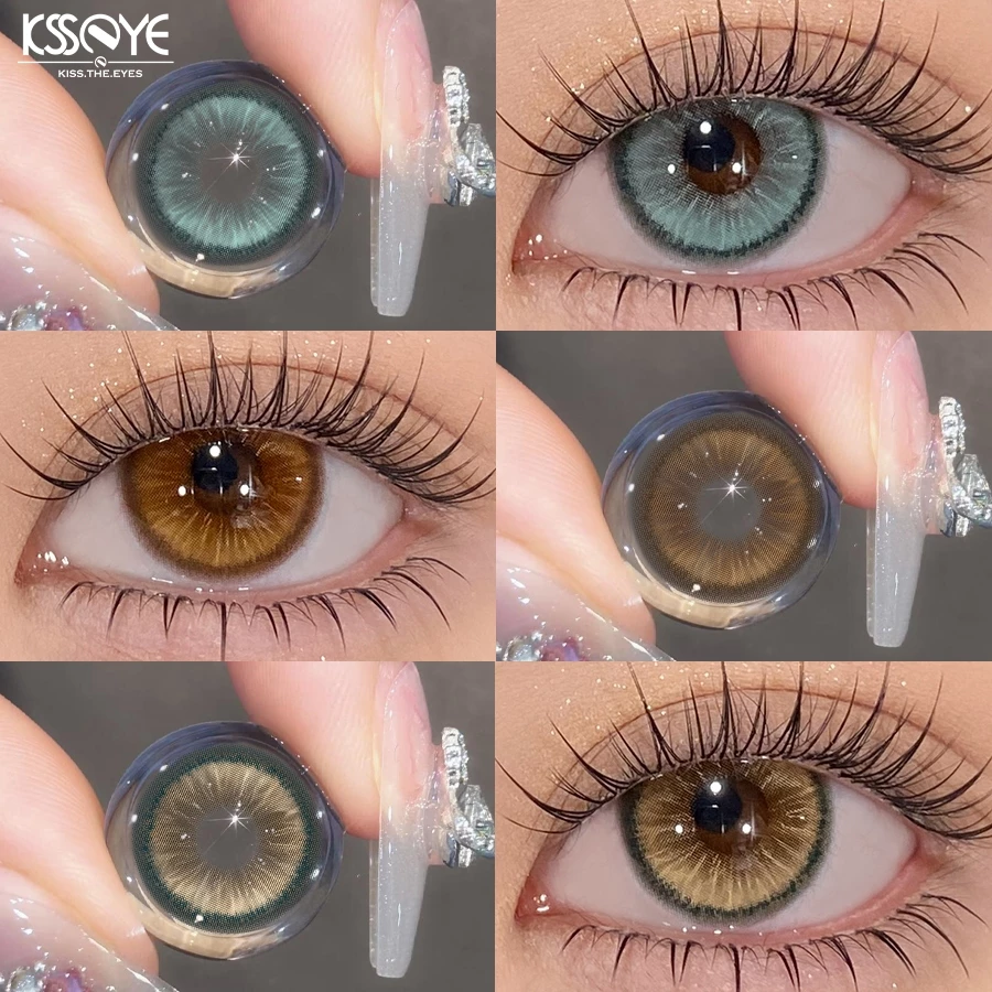 KSSEYE คอนแทคเลนส์สี 2 ชิ้น Jelly Bloom สีน้ําตาล/ทอง/สีเขียว/สีดํานุ่มคอนแทคเลนส์รายปีใช้ตุ๊กตาเลนส์ตา 14.5 มม.ฟรีกรณี