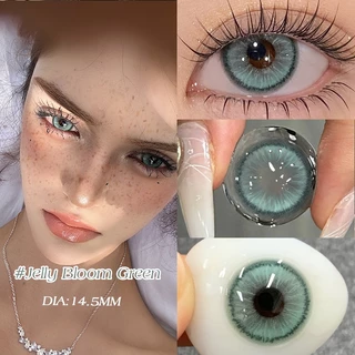 KSSEYE คอนแทคเลนส์สี 2 ชิ้น Jelly Bloom สีน้ําตาล/ทอง/สีเขียว/สีดํานุ่มคอนแทคเลนส์รายปีใช้ตุ๊กตาเลนส์ตา 14.5 มม.ฟรีกรณี