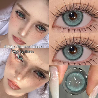 KSSEYE คอนแทคเลนส์สี 2 ชิ้น Jelly Bloom สีน้ําตาล/ทอง/สีเขียว/สีดํานุ่มคอนแทคเลนส์รายปีใช้ตุ๊กตาเลนส์ตา 14.5 มม.ฟรีกรณี