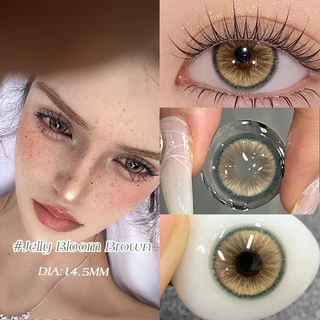 KSSEYE คอนแทคเลนส์สี 2 ชิ้น Jelly Bloom สีน้ําตาล/ทอง/สีเขียว/สีดํานุ่มคอนแทคเลนส์รายปีใช้ตุ๊กตาเลนส์ตา 14.5 มม.ฟรีกรณี