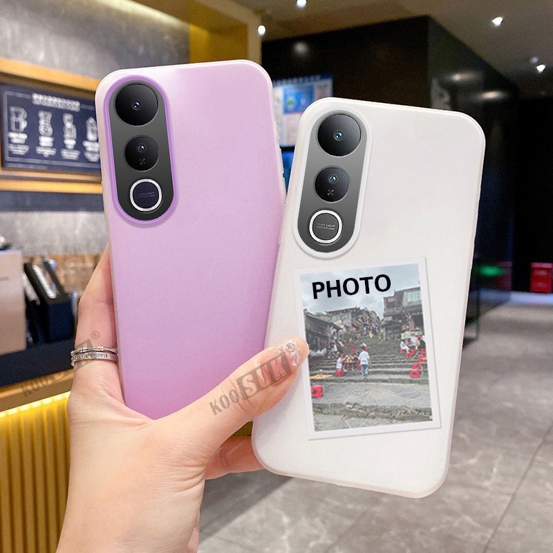 Soft Case สําหรับ Vivo V50 Lite V50E Jelly เคสโทรศัพท์ 2 ชั้น Photo Card Interlayer ป้องกันปกหลัง