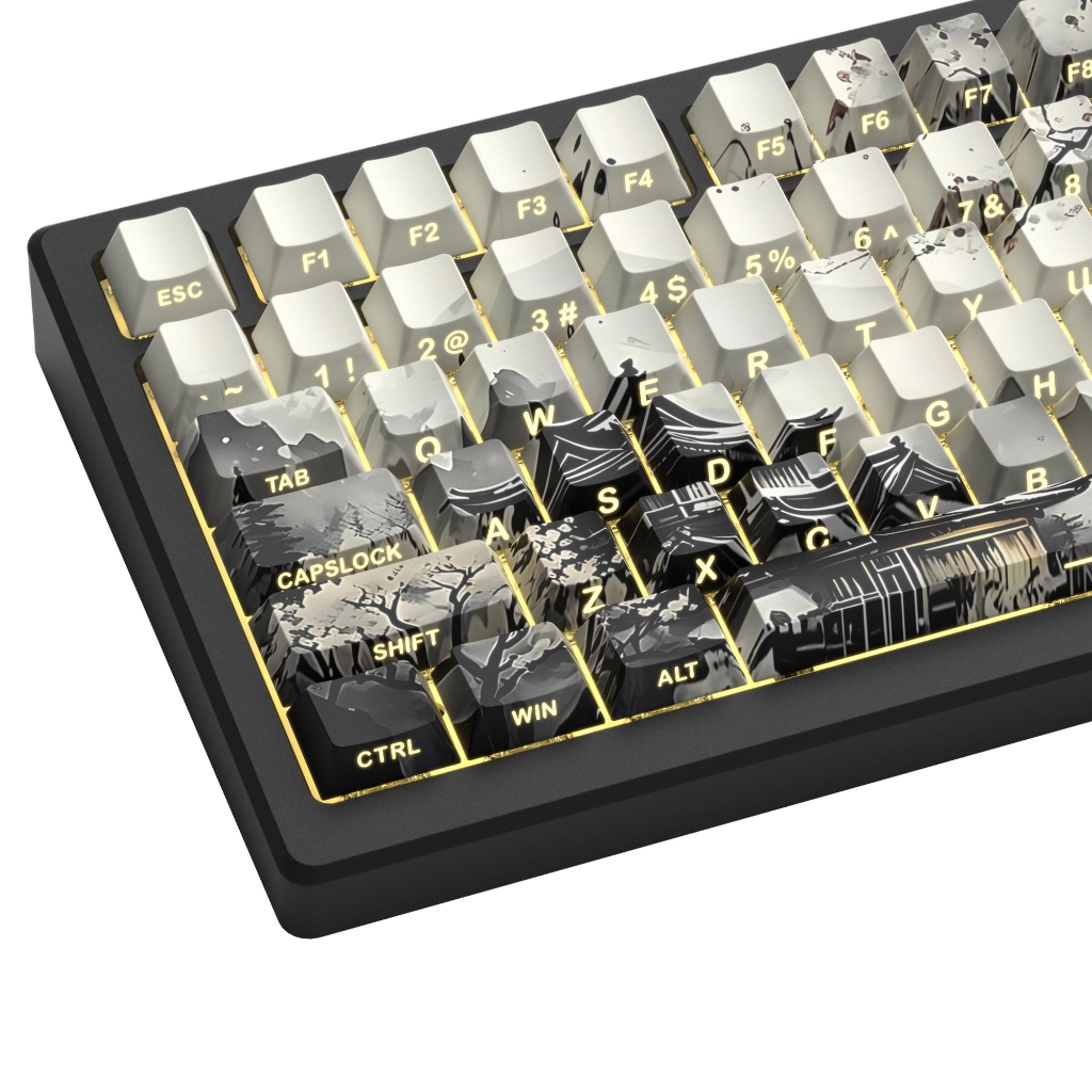 Womier 130 คีย์ PBT Dye Sub Side พิมพ์ Shine Through Keycaps ชุด