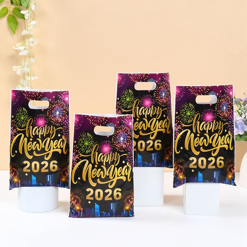 สวัสดีปีใหม่2026ดอกไม้ไฟลูกอมLootกระเป๋า10/25/50ชิ้นปีใหม่รักษาถุงของขวัญพรรคโปรดปรานปีใหม่ตกแต่งพรรคซัพพลาย