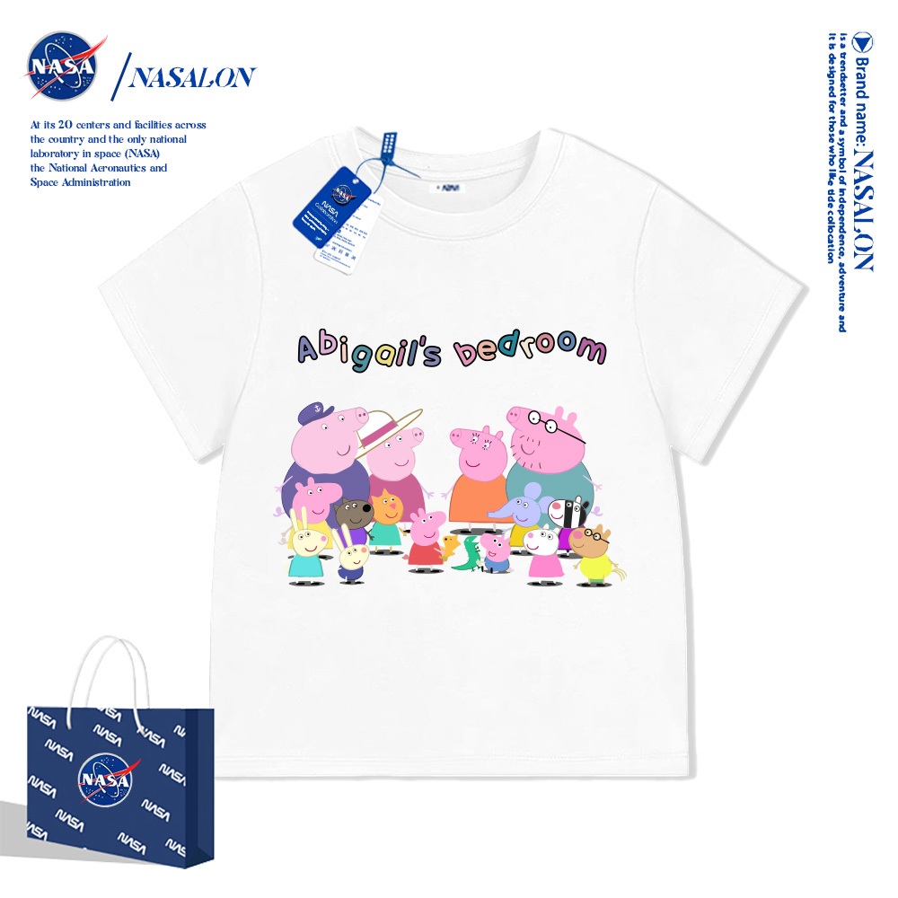 NASA เสื้อยืดเด็ก Peppa Pig (เป๊ปป้า พิก) แขนสั้น cotton 100% นุ่มสบาย ระบายอากาศดี เสื้อการ์ตูนน่ารัก พร้อมส่ง 24ชม