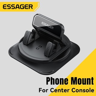 ขายึดคอนโซลกลาง ESSAGER พร้อมที่วางมือเดียว + 360 ° วัสดุซิลิโคน ABS + ปรับได้ 7-17 มม.พร้อมคลิปเชลล์สําหรับการสลับหน้าจอแนวนอนและแนวตั้งได้ง่าย