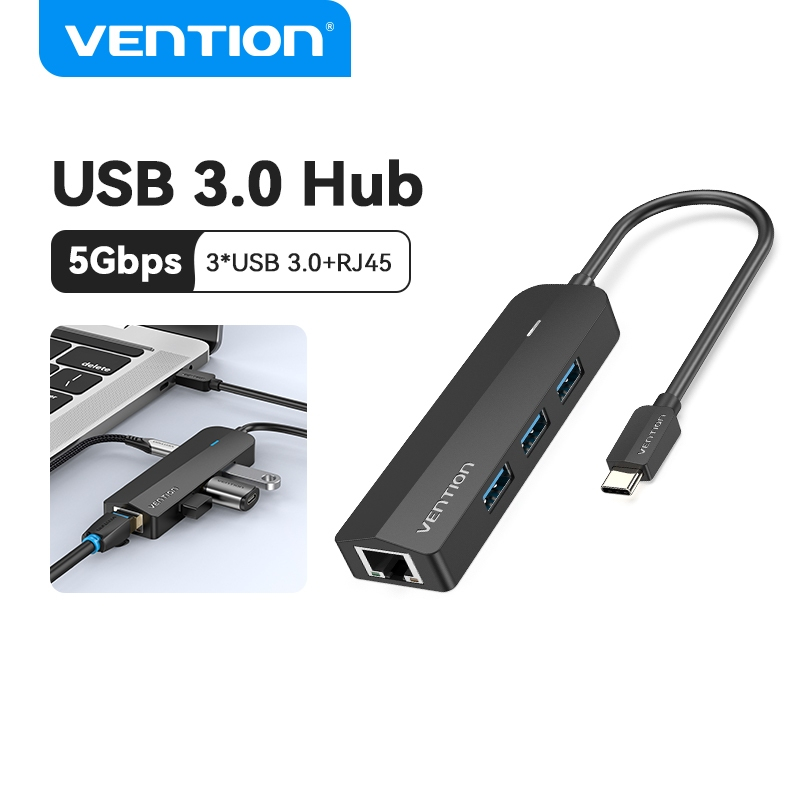 Vention อะแดปเตอร์ฮับ Usb 3.0 2.0 เป็นอีเธอร์เน็ต RJ45 Gigabit ความเร็วสูง 10 100 1000Mbps LAN 4 พอร