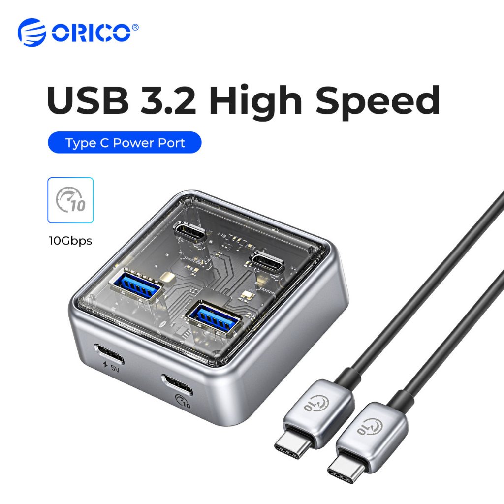 ORICO 4-in-1 USB 3.2 HUB 10Gbps 2 USB A 2 USB C Splitter สําหรับ Macbook Mac Mini (XHJ4C)