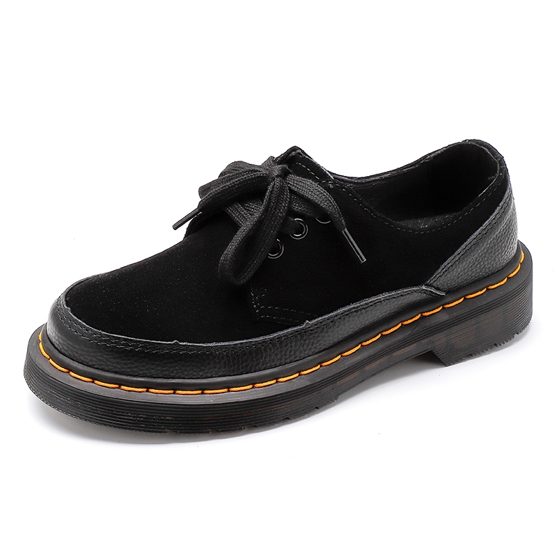 Dr.Martens รองเท้าผู้ชาย 3-hole Lace Up รองเท้าหนังลําลอง Litchi Patterned Leather Spliced พร้อมหนังนิ่มหนังขนาด 35-44