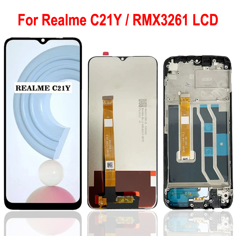 หน้าจอ 6.5 "สําหรับ Oppo Realme C21Y RMX3261 จอแสดงผล LCD หน้าจอสัมผัสสําหรับ OPPO C21Y RMX3263 เปลี