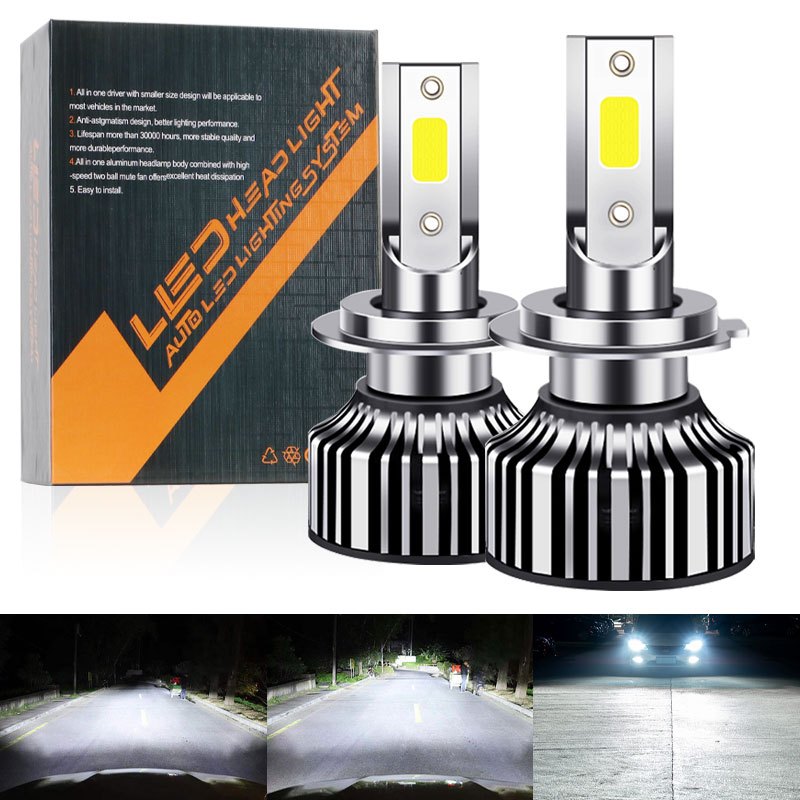 12500LM Super Bright2Pcs 12V H4 H7 H8 H9 H11 LED ไฟหน้าหลอดไฟ 100W 6000K สีขาวไฟหน้ารถ Universal สํา