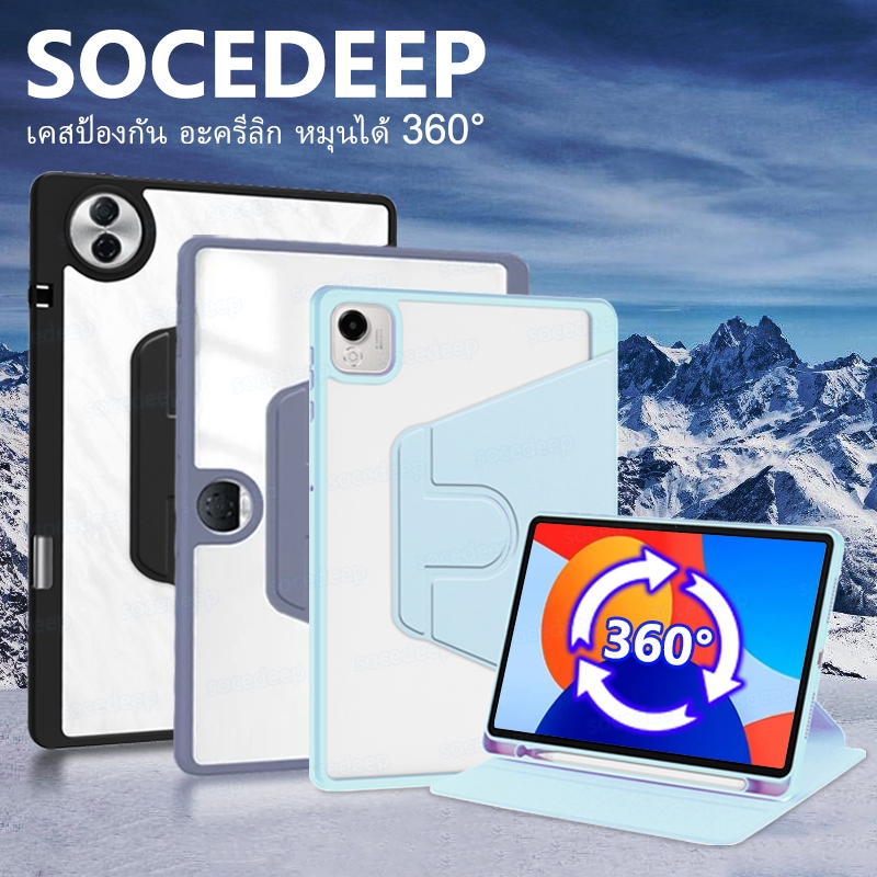 Socedeep สําหรับ HonorPad X7 8.7 2025 HonorPad 10 9 12.1 นิ้ว 2025 Honor Pad X9a X9 11.5 2025 360° ขาตั้งหมุนได้ ฝาครอบแท็บเล็ตอัจฉริยะอะคริลิคพรีเมี่ยมพร้อมที่ใส่ดินสอ